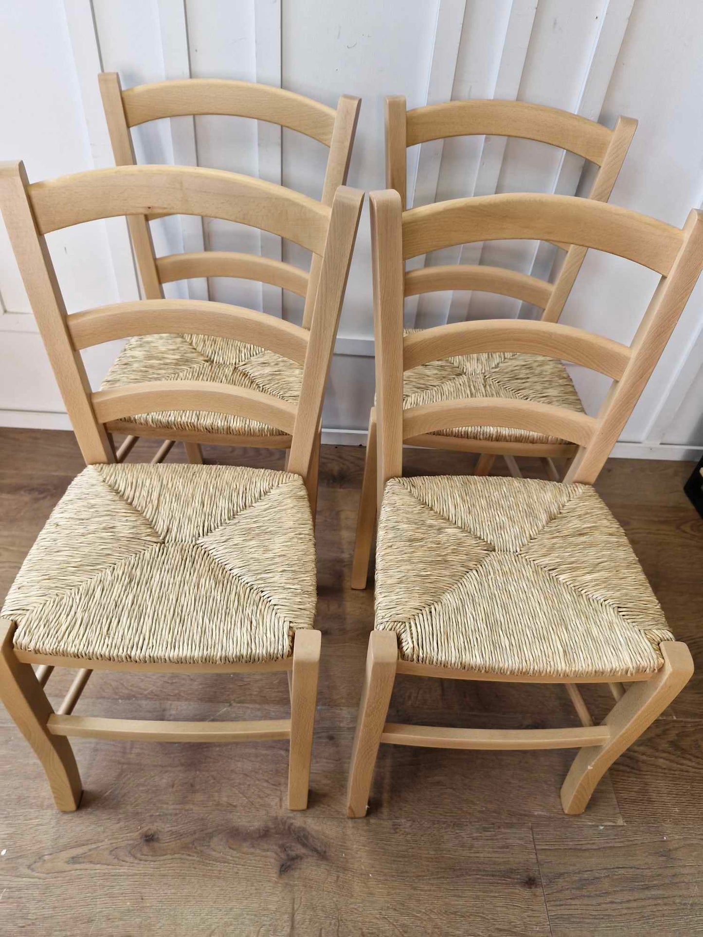 Set of 4 Dining Chairs / Wood and Rope