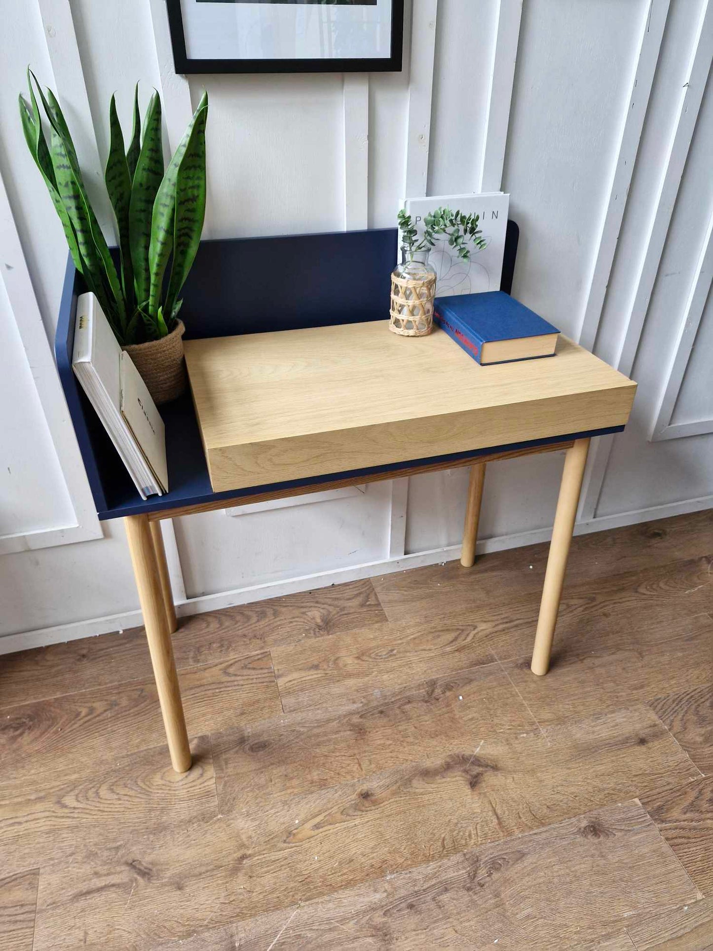 Oak and Blue Desk with 1 Drawer / La Redoute Graphy