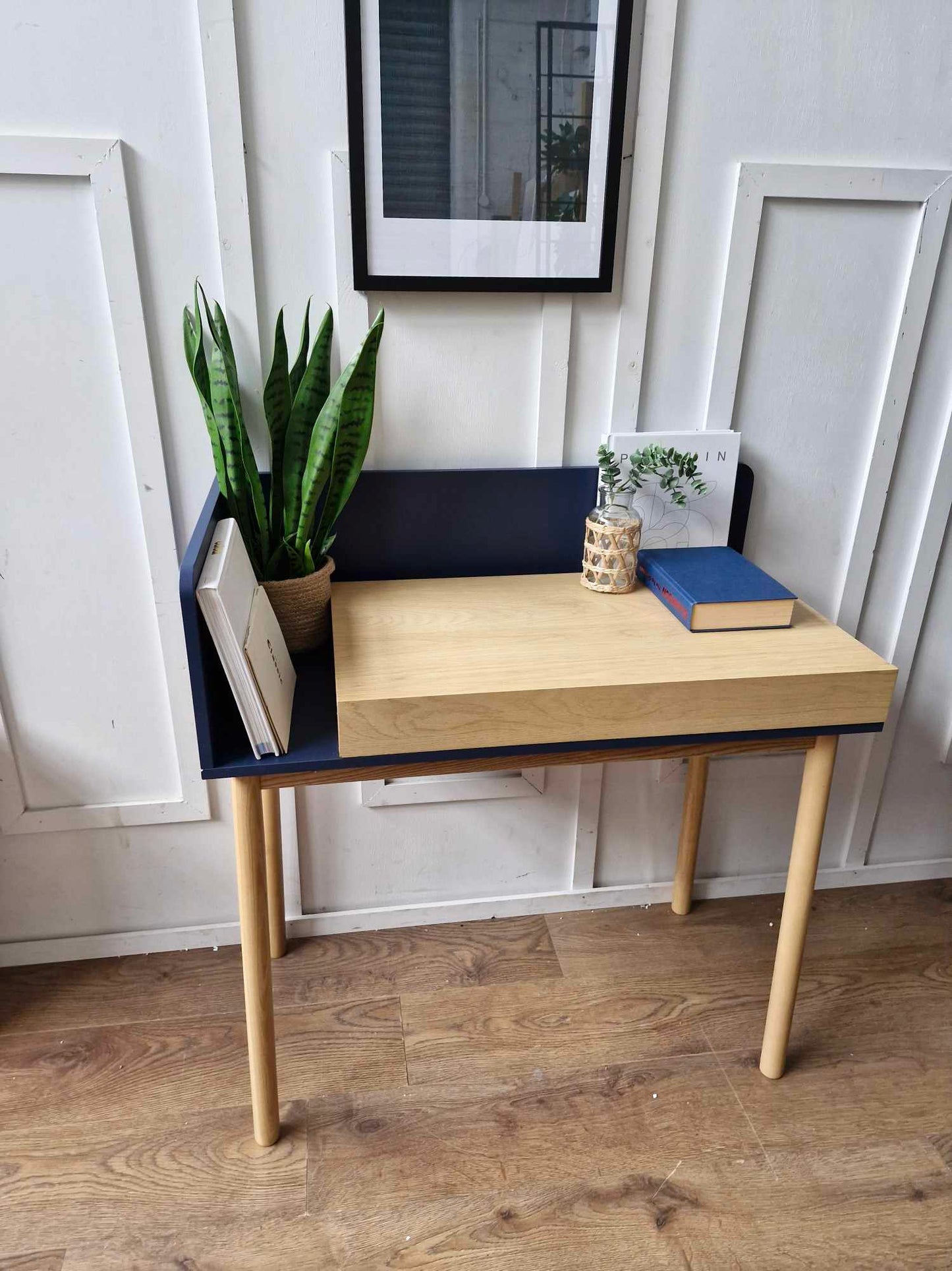 Oak and Blue Desk with 1 Drawer / La Redoute Graphy