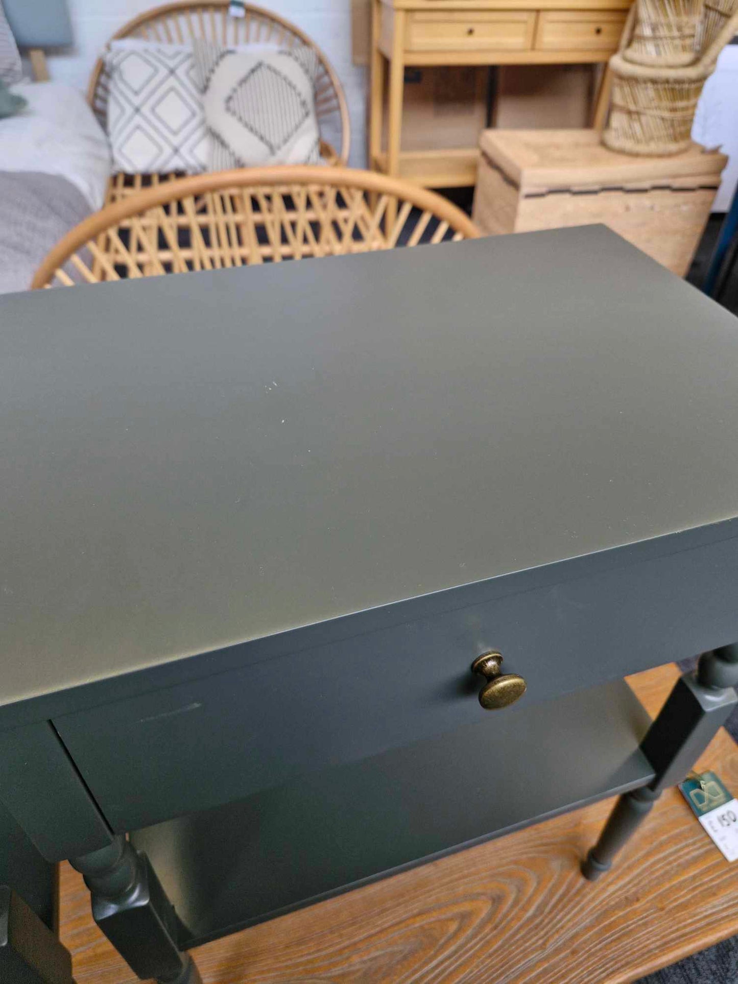 Set of 2 Bedside Tables with Drawers and Storage Shelf / Khaki Green
