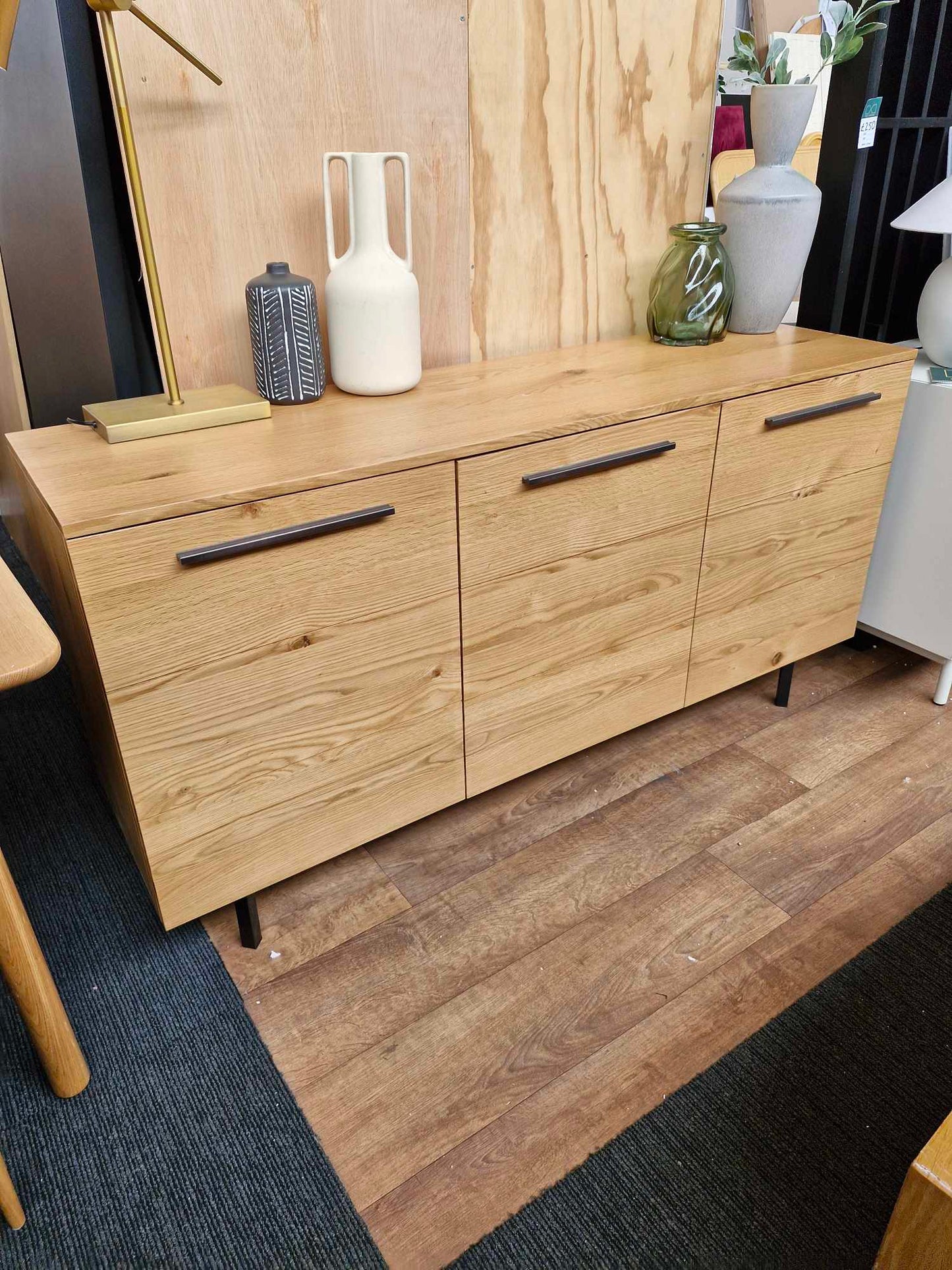 Oak Sideboard / Wood and metal Black