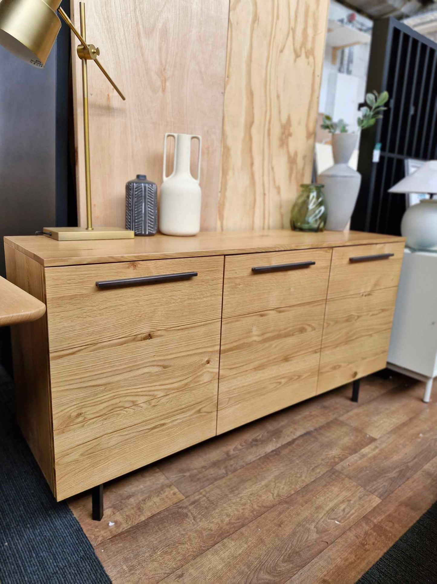 Oak Sideboard / Wood and metal Black