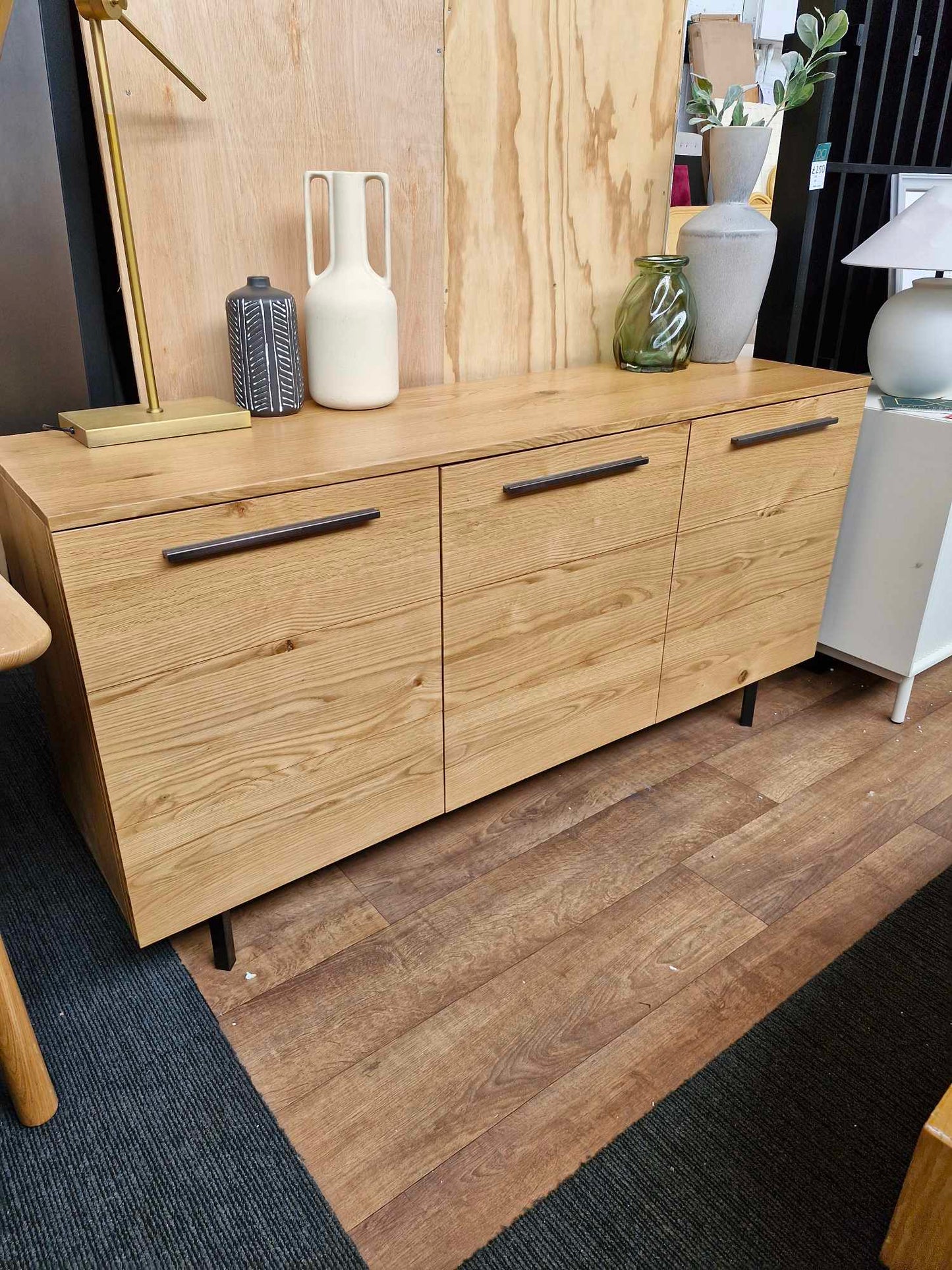 Oak Sideboard / Wood and metal Black