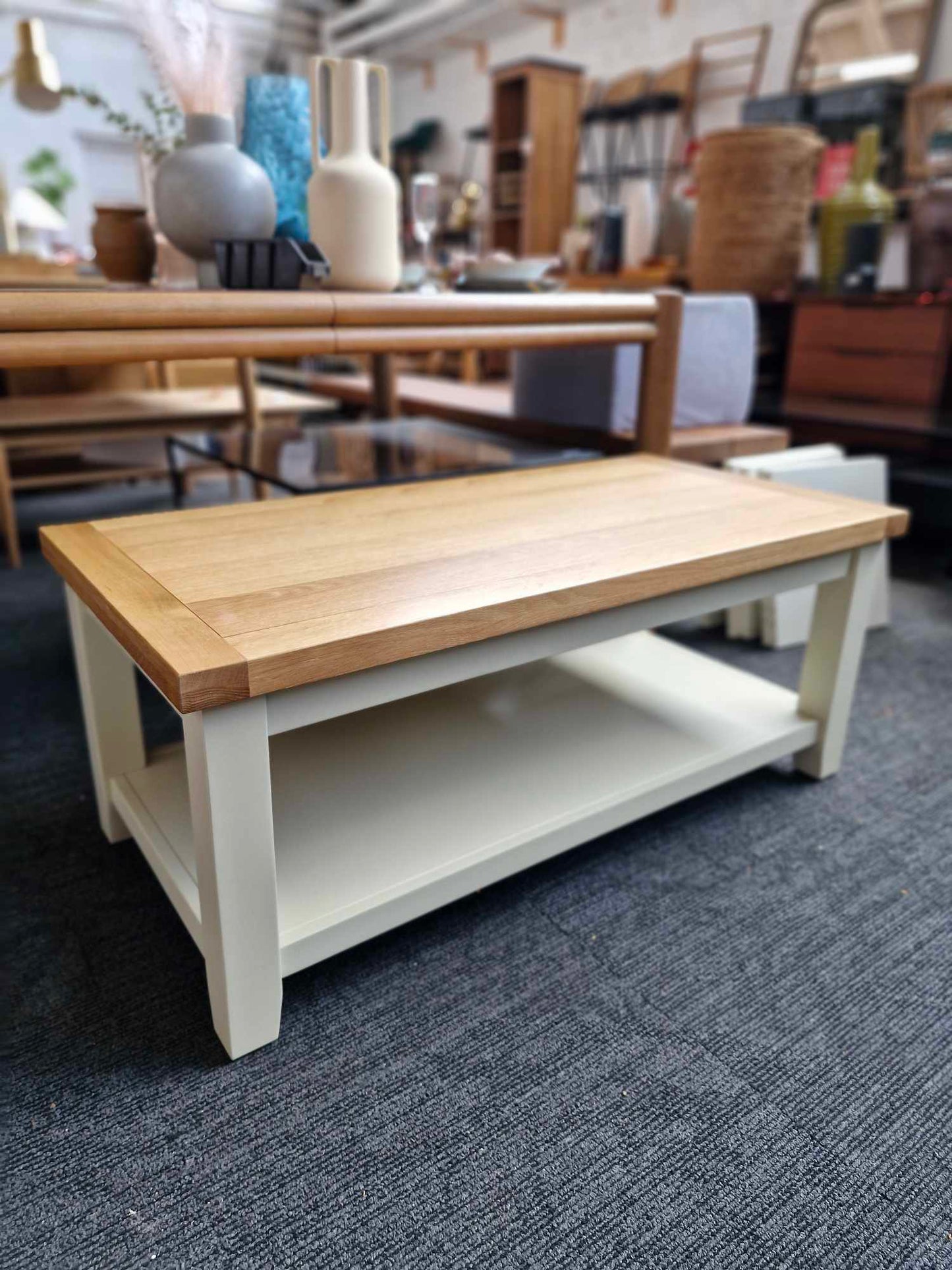 Oak and White Coffee Table with Storage / DFS Maud