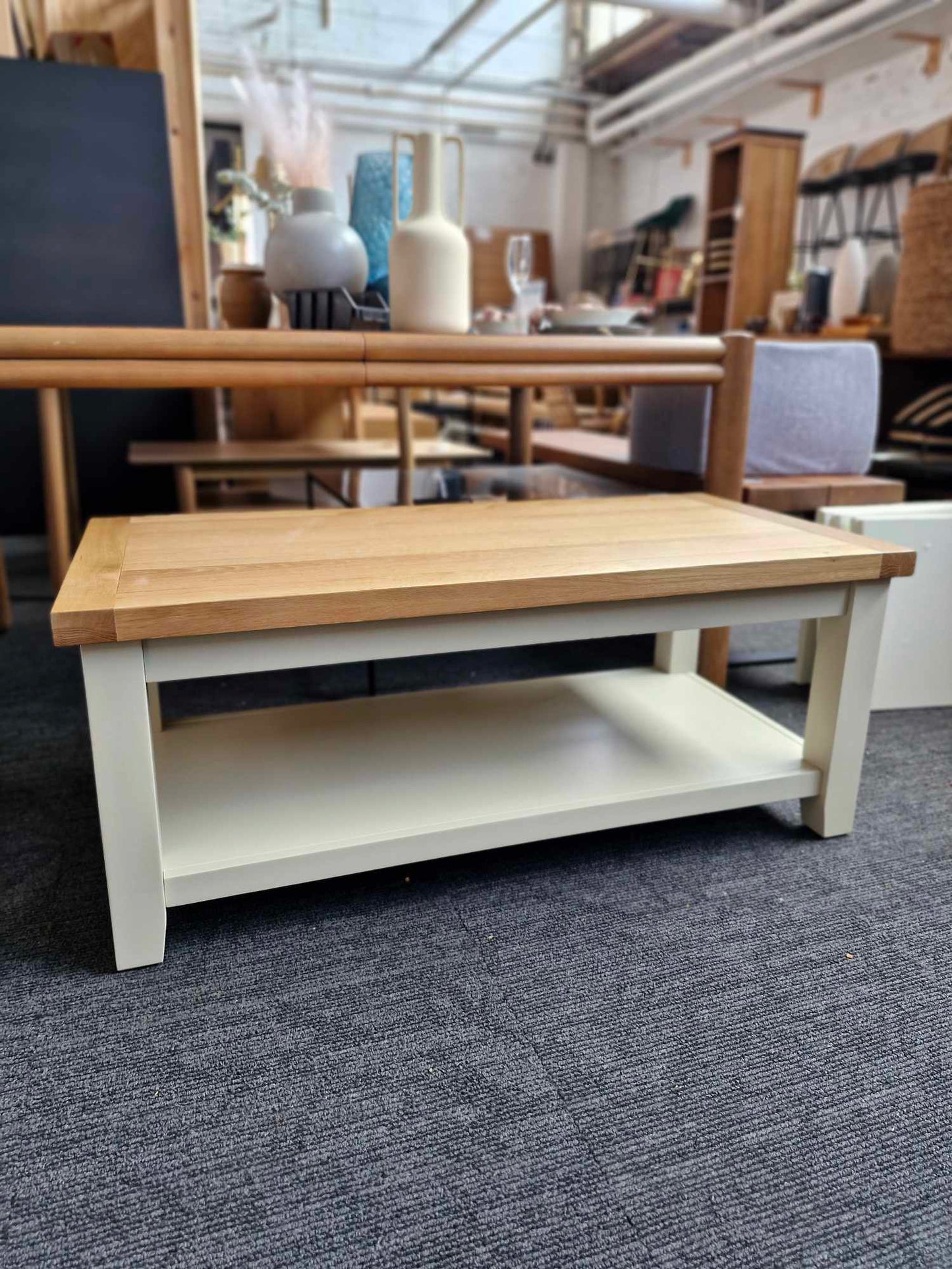 Oak and White Coffee Table with Storage / DFS Maud