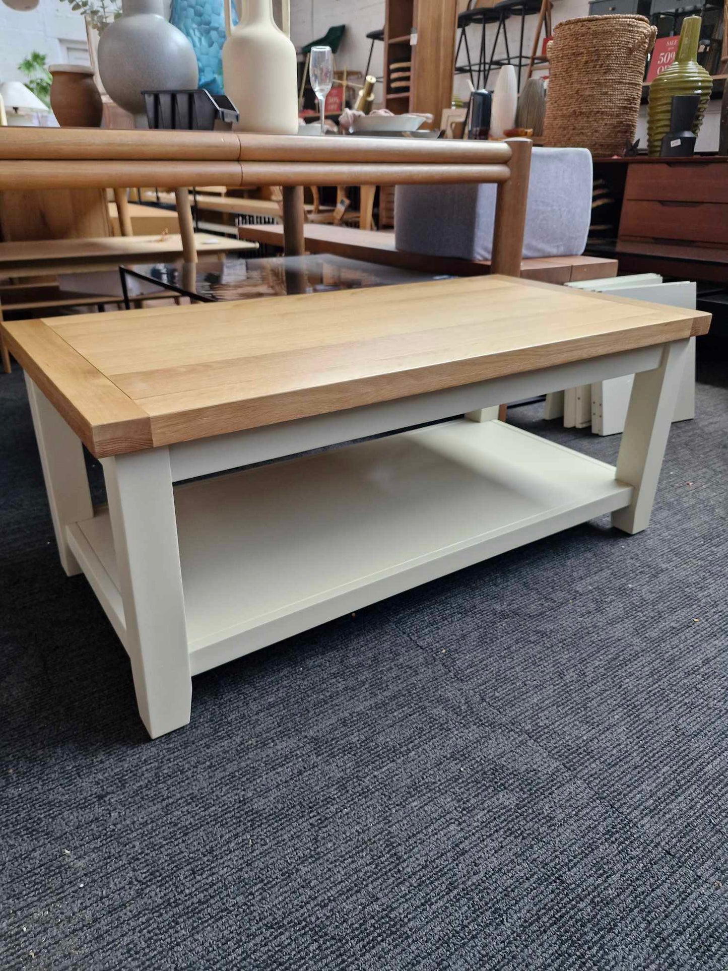 Oak and White Coffee Table with Storage / DFS Maud