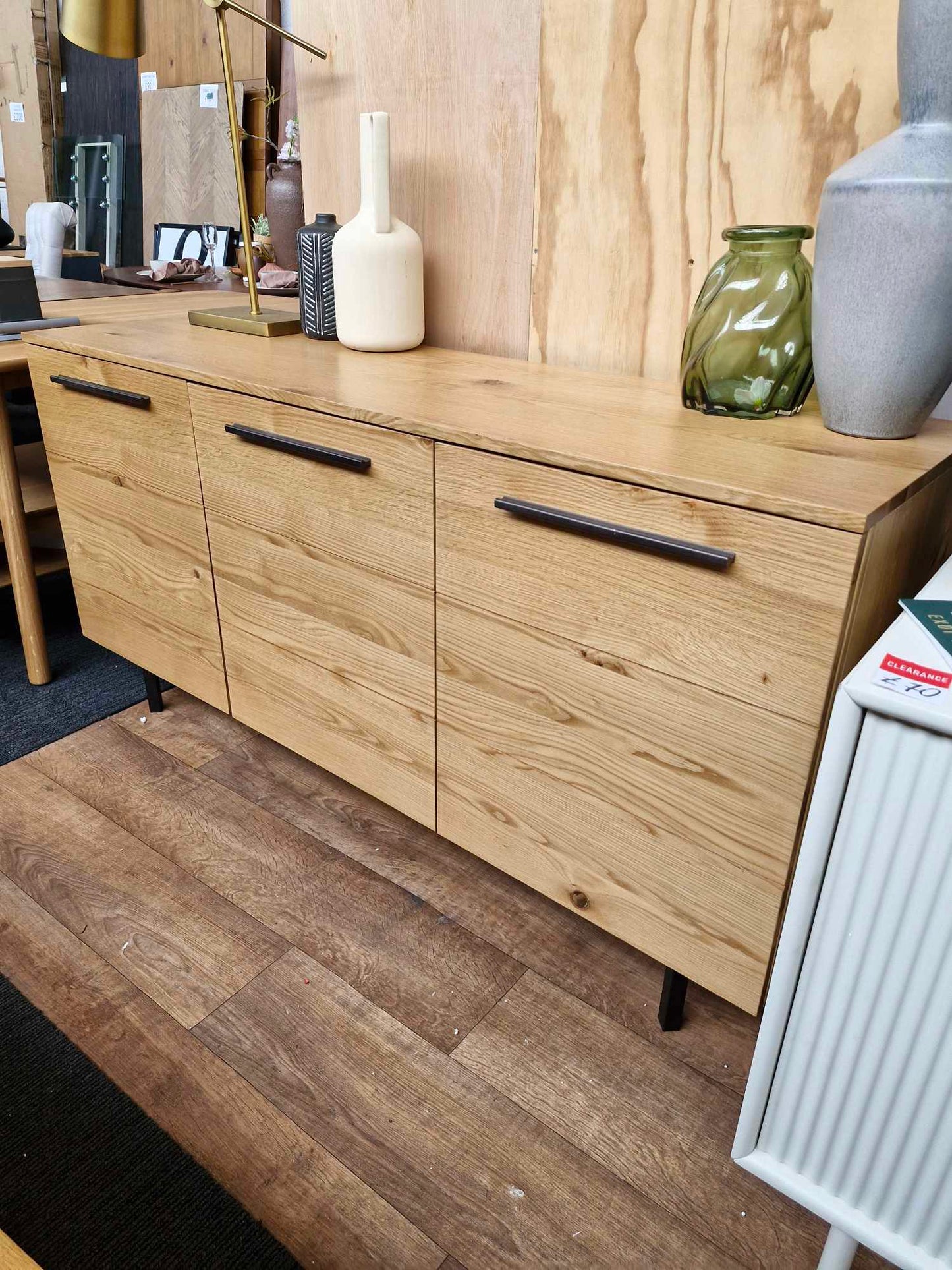 Oak Sideboard / Wood and metal Black