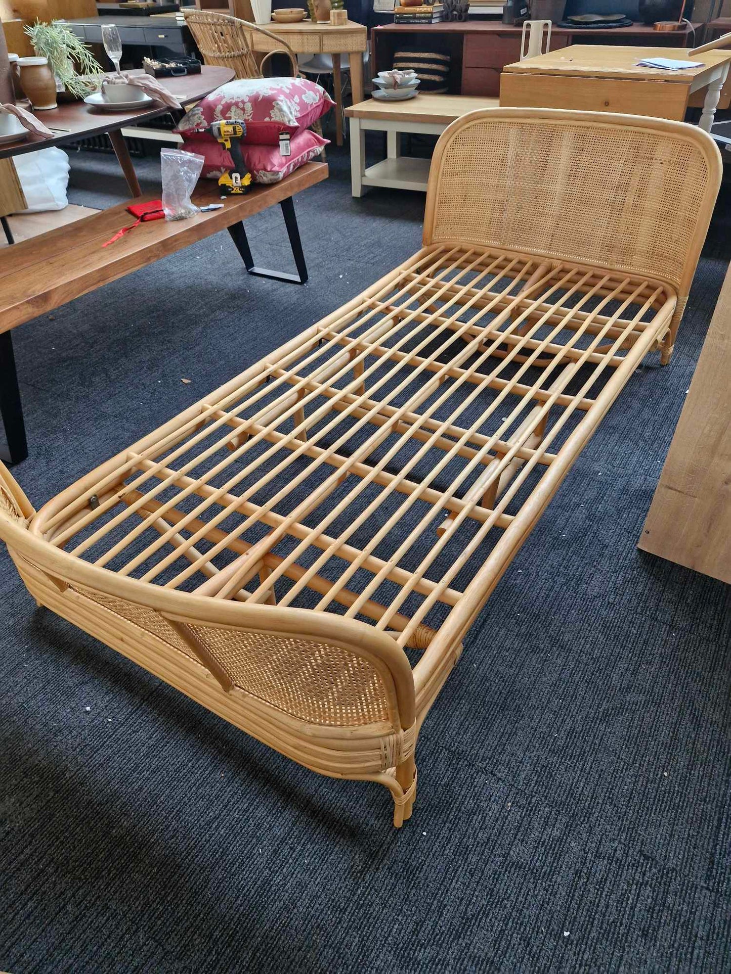 Vintage Style Kids Single Rattan Bed Frame / La Redoute Arsel Rattan Bed RRP £650