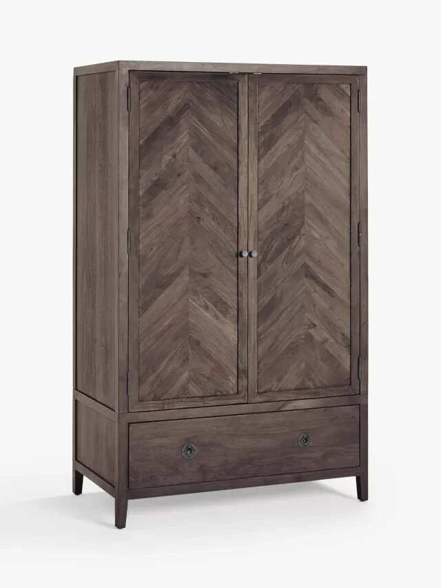 Double parquet pattern Wardrobe with drawer dark wood / John Lewis Padma