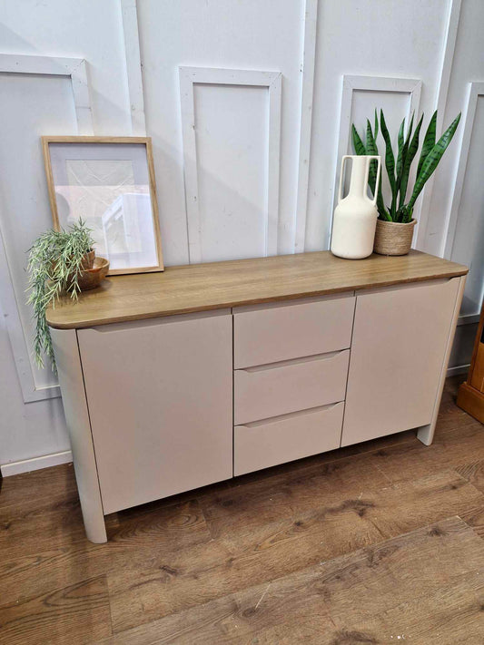 Large Solid Oak Sideboard / Smoked Oak and Natural Stone / Oak FurnitureLand Otto