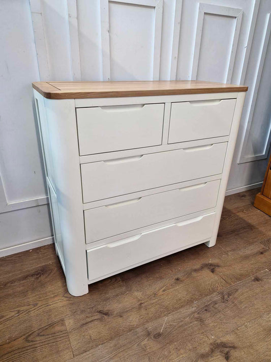 Off White and Oak Chest of Drawers / Oak Furnitureland Hove