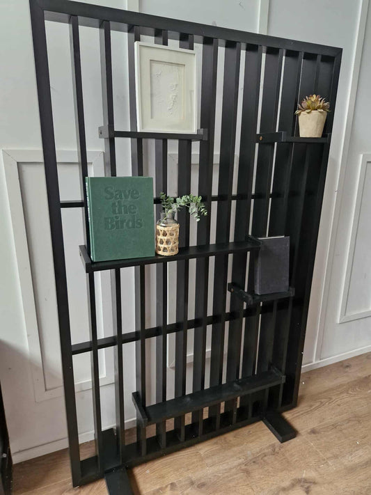 Freestanding room divider with shelves / Solid Wood Black / La Redoute Mineva