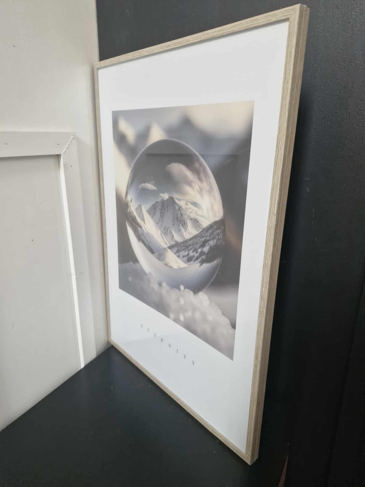 Winter Print with Glass Ball / clear sphere "ETERNITY"