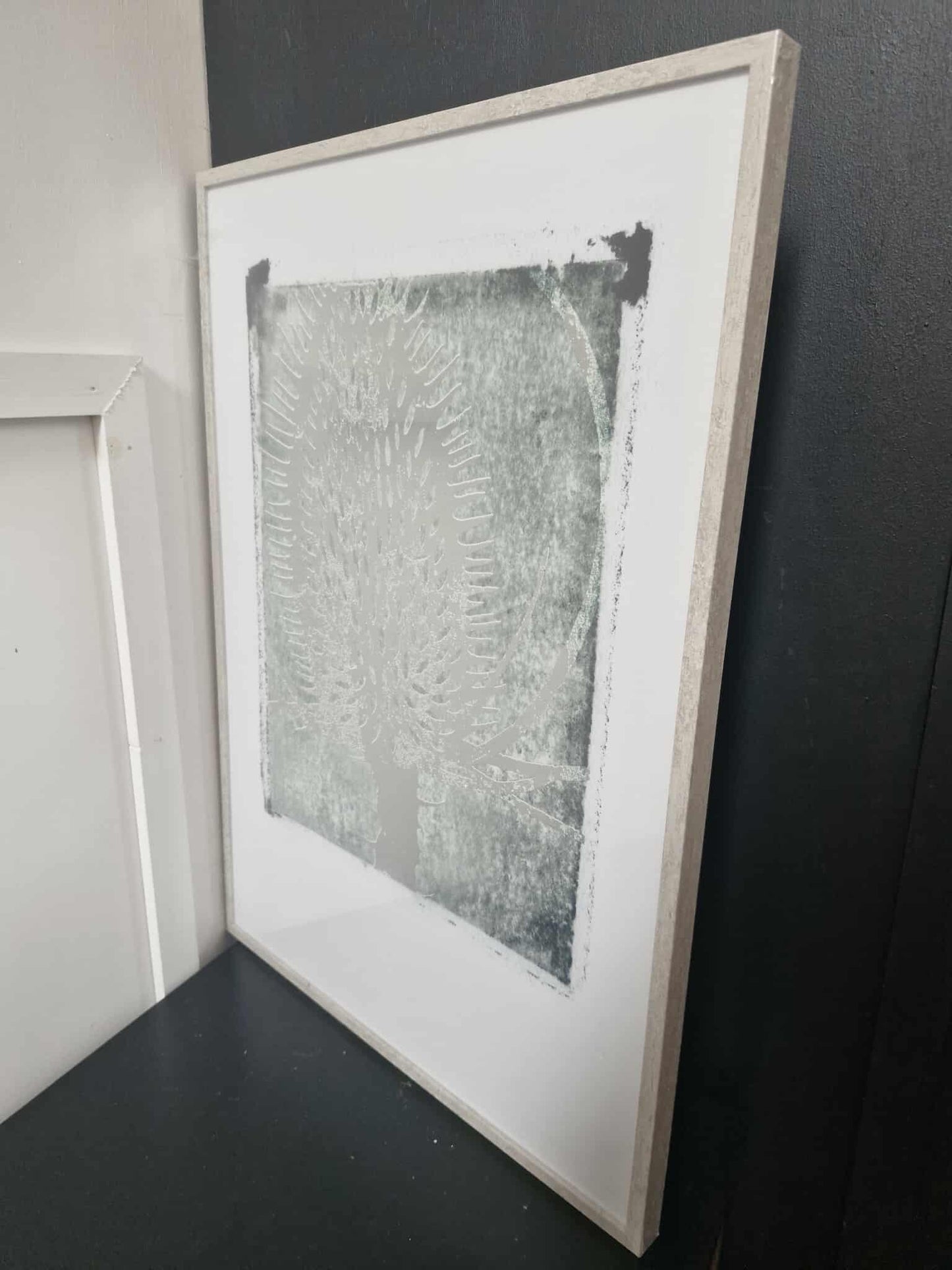 Abstract Print Green Grey and Silver 50 x 70cm