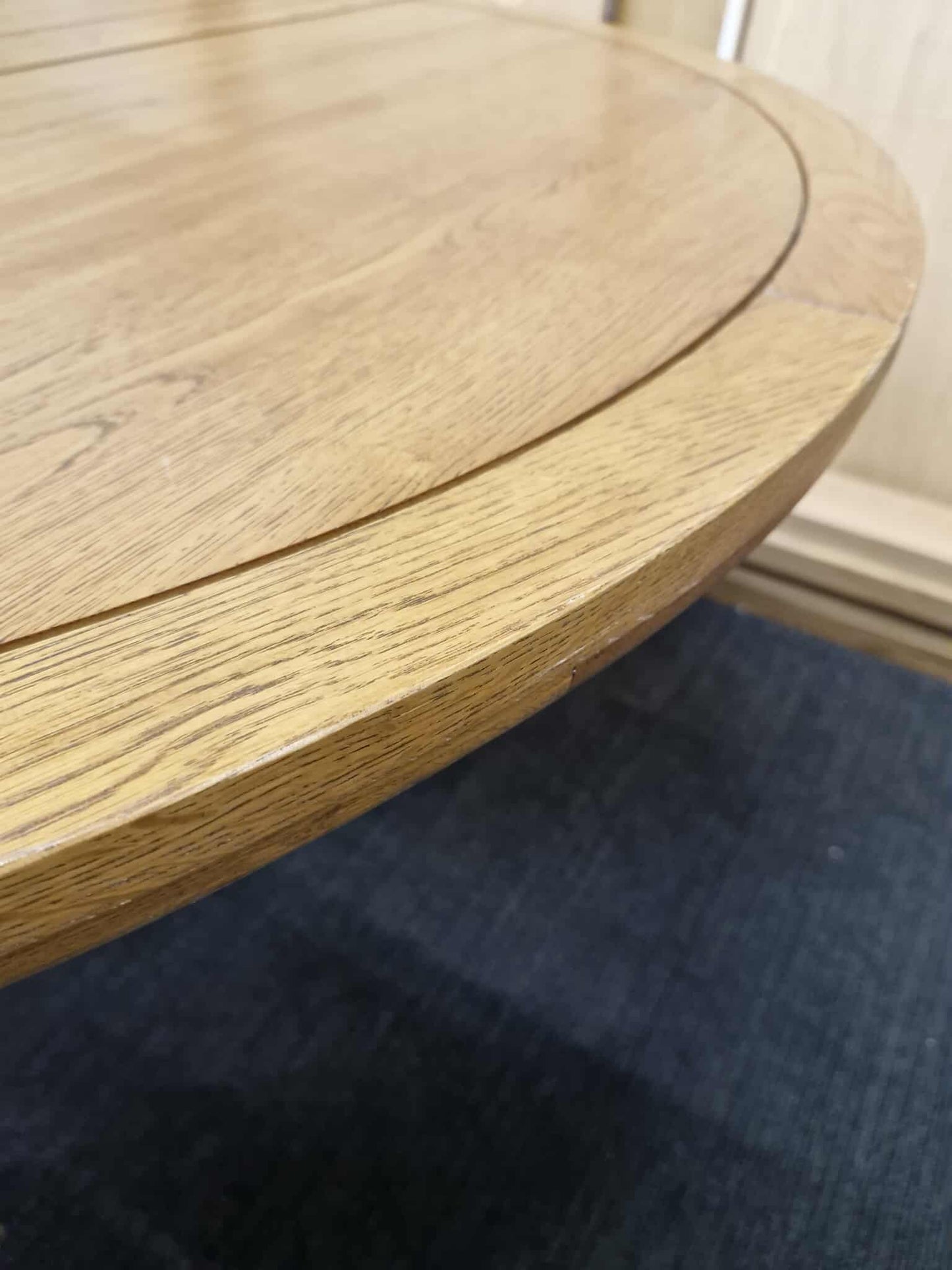 Extending Round Dining Table - Rustic Solid Oak / Oak Furnitureland KNIGHTSBRIDGE