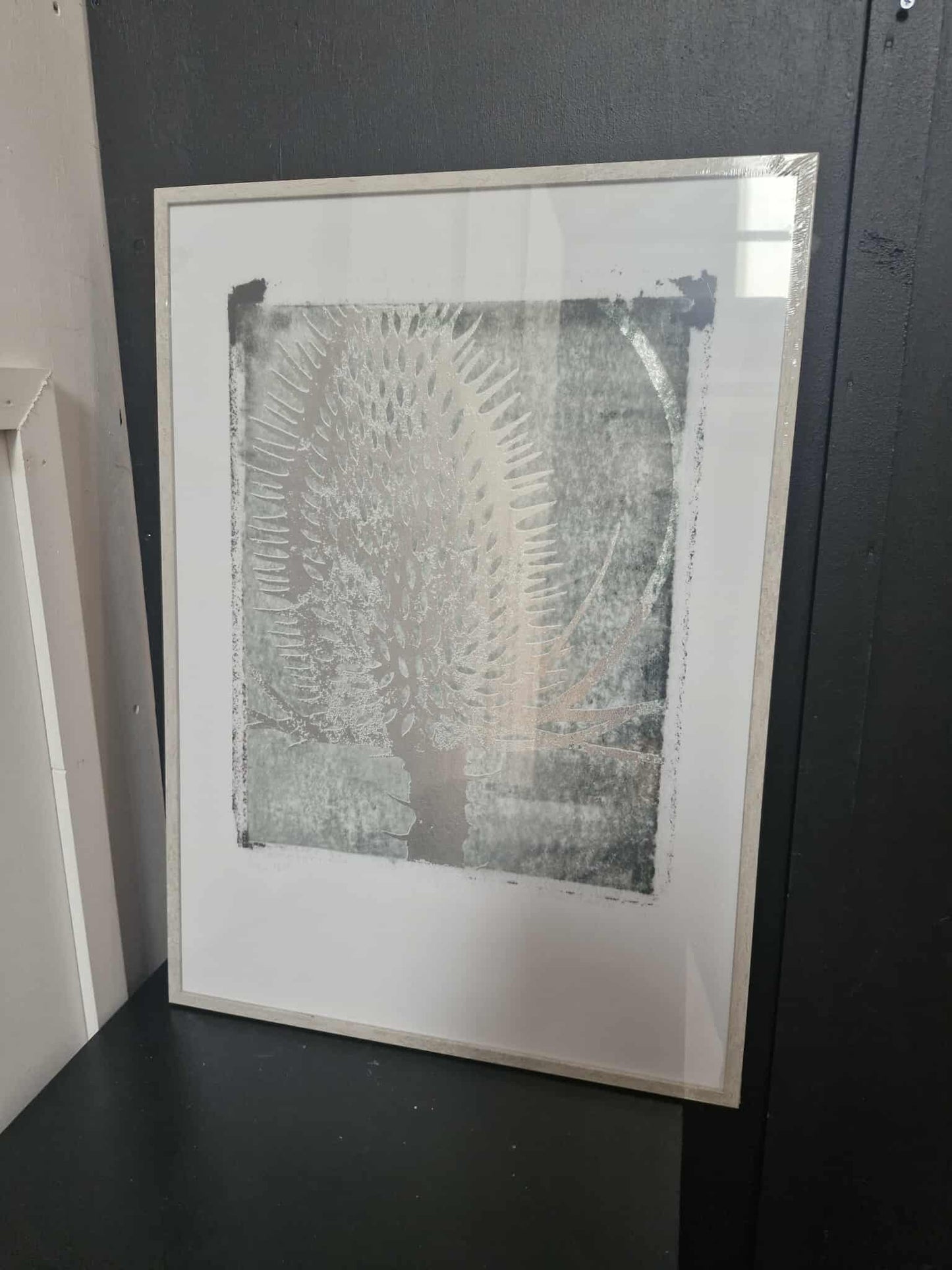 Abstract Print Green Grey and Silver 50 x 70cm