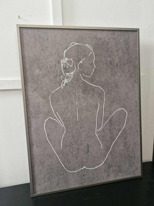 Brown and white framed canvas