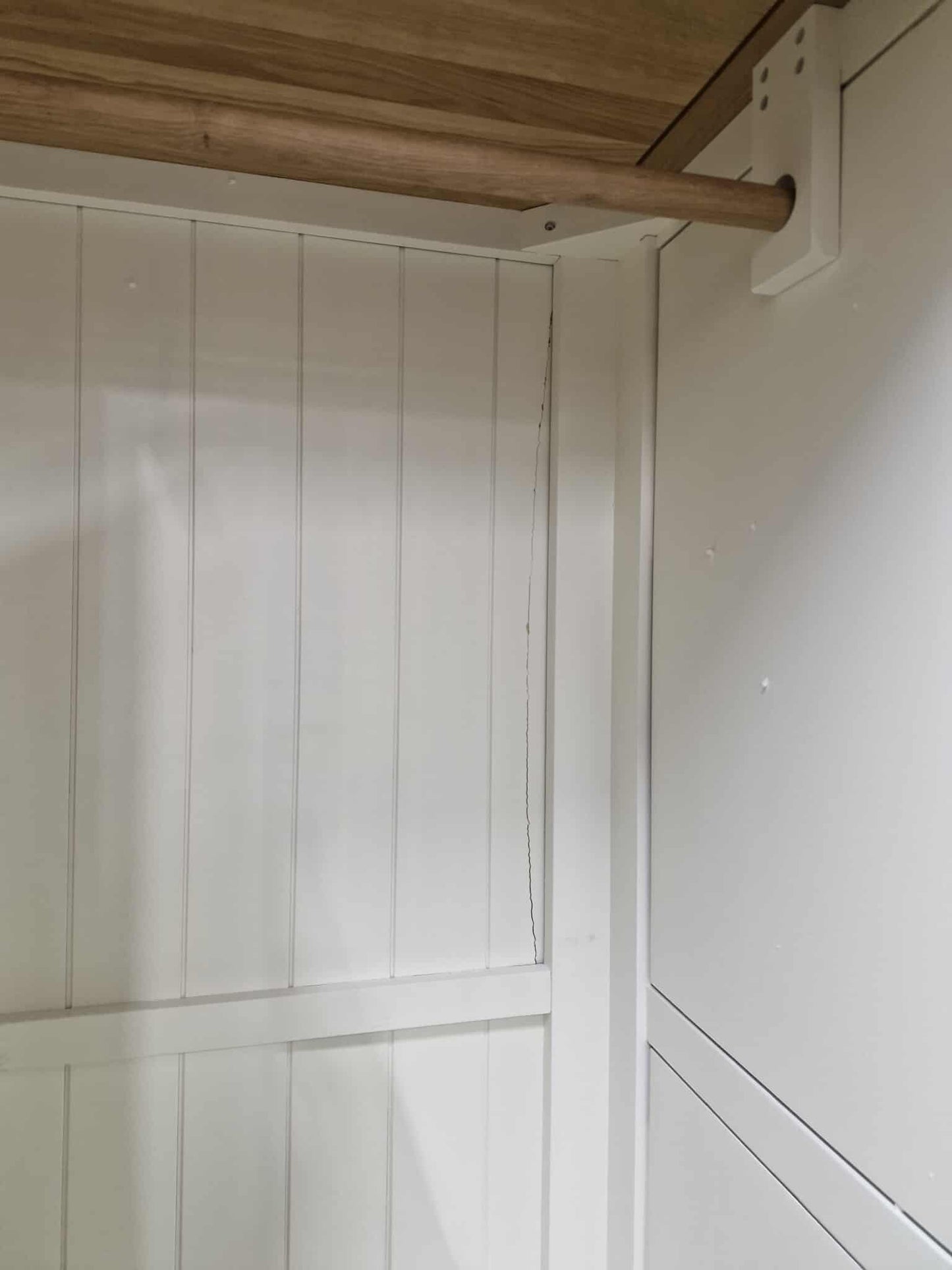 Solid Wood Double Wardrobe / Off White and Wood / Oak Furnitureland Hove