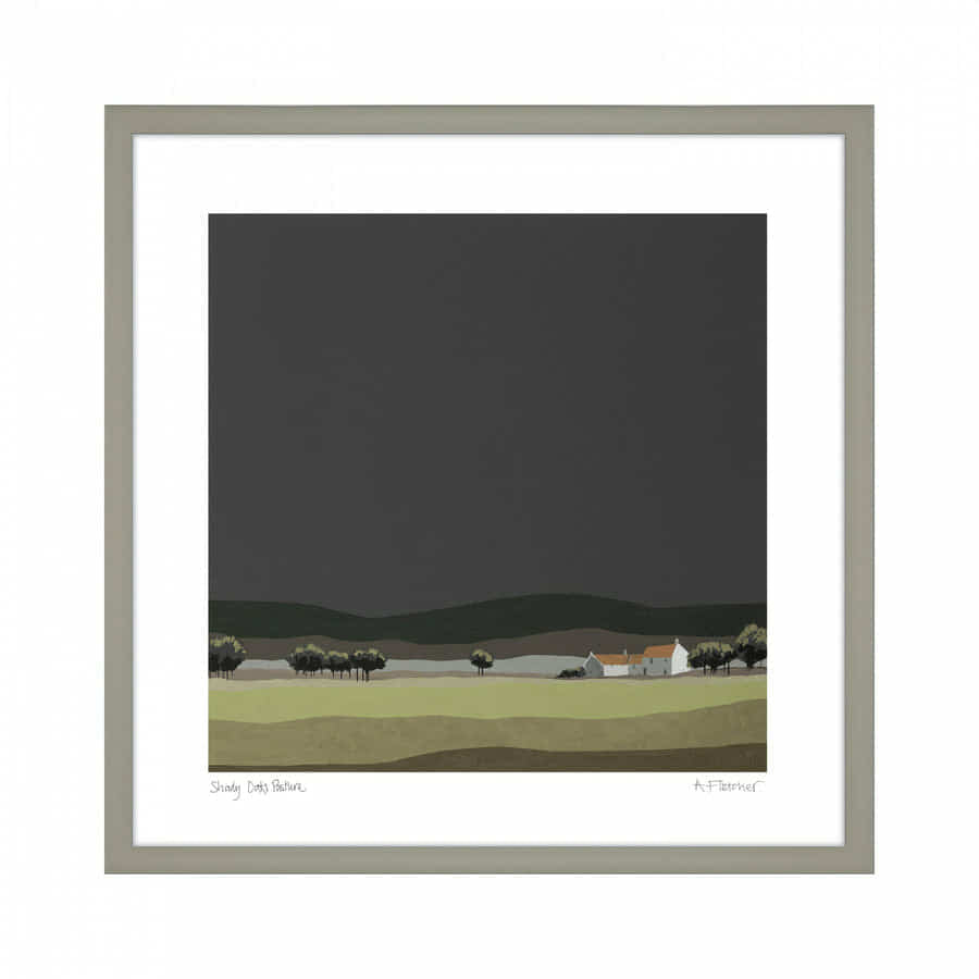 Shady Oaks Pasture Framed print / Square Nature Wall Art