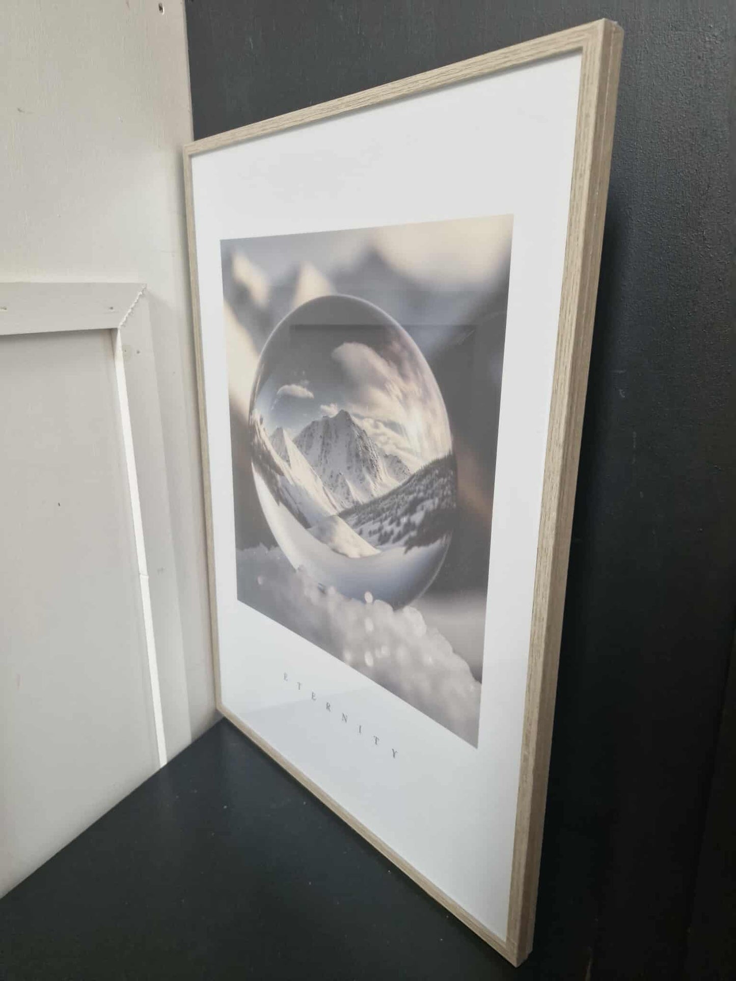 Winter Print with Glass Ball / clear sphere "ETERNITY"