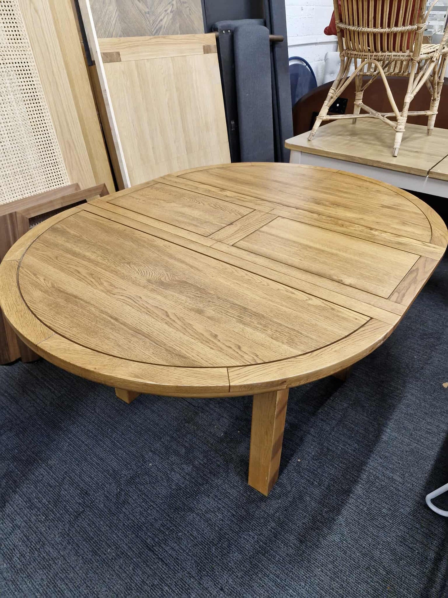 Extending Round Dining Table - Rustic Solid Oak  / Oak Furnitureland KNIGHTSBRIDGE