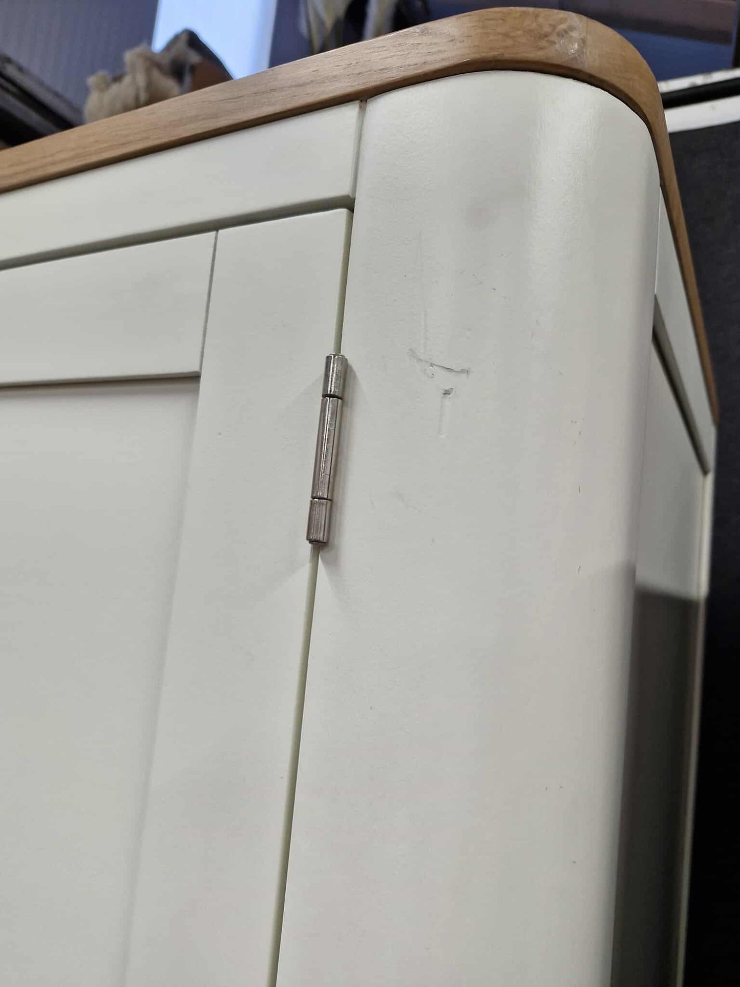 Solid Wood Double Wardrobe / Off White and Wood / Oak Furnitureland Hove