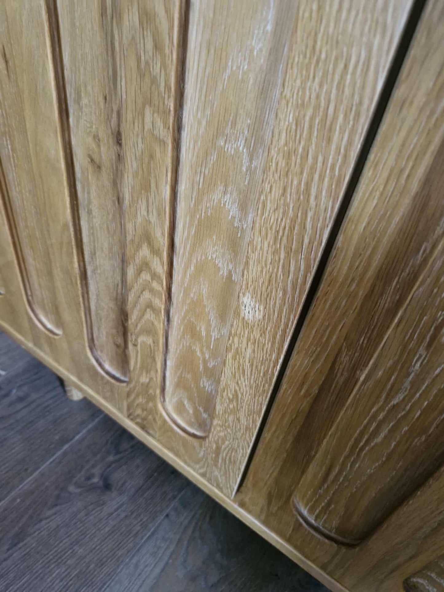 Solid Oak Small Sideboard with arched hardwood panelled doors