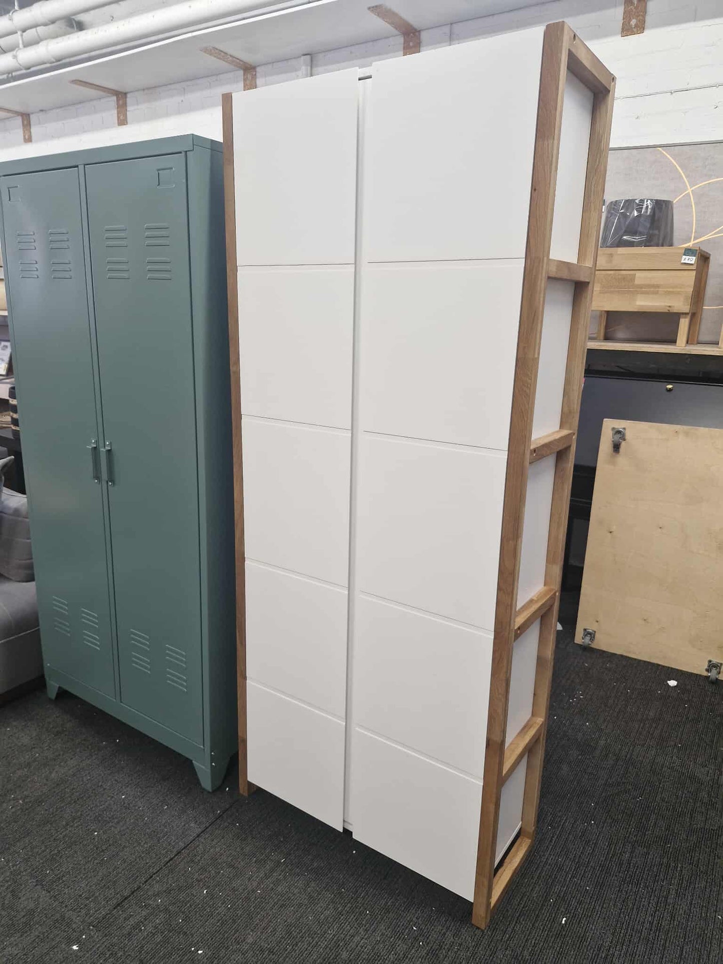 White and Oak double storage bookcase / wardrobe