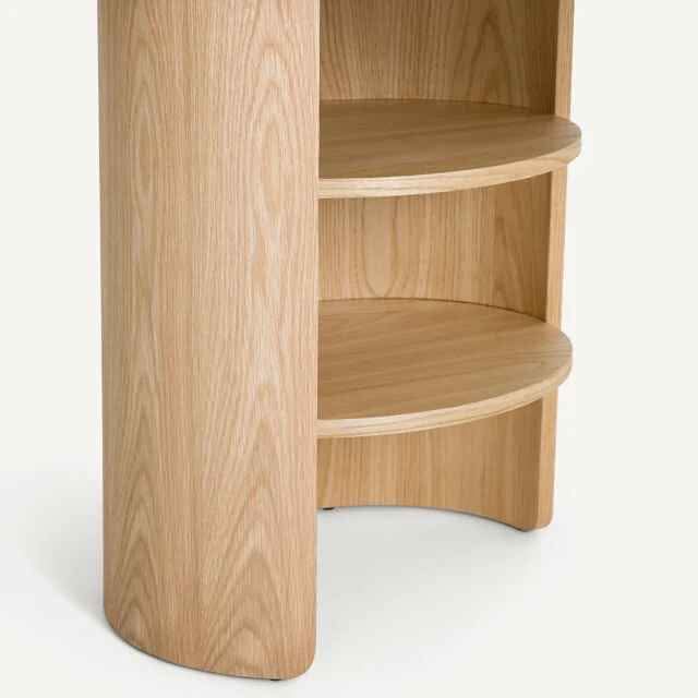 Organic shape oak large desk table