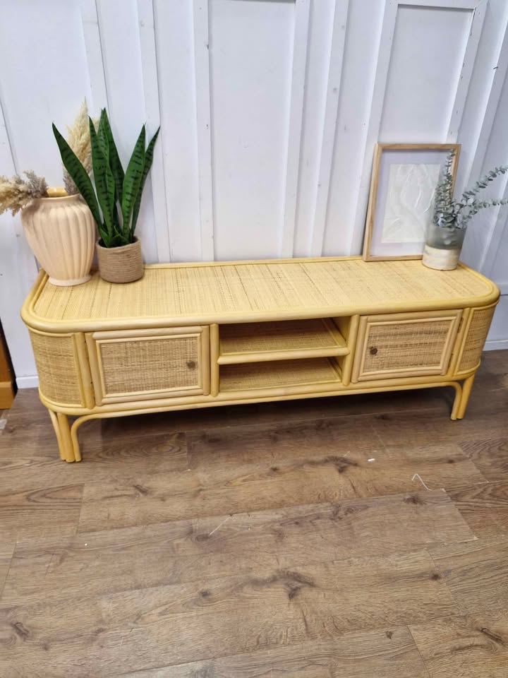 Rattan and cane low TV stand / La Redoute Interieurs Ladara Rattan Tv Unit