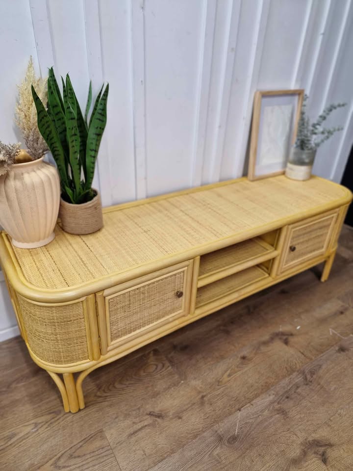 Rattan and cane low TV stand / La Redoute Interieurs Ladara Rattan Tv Unit