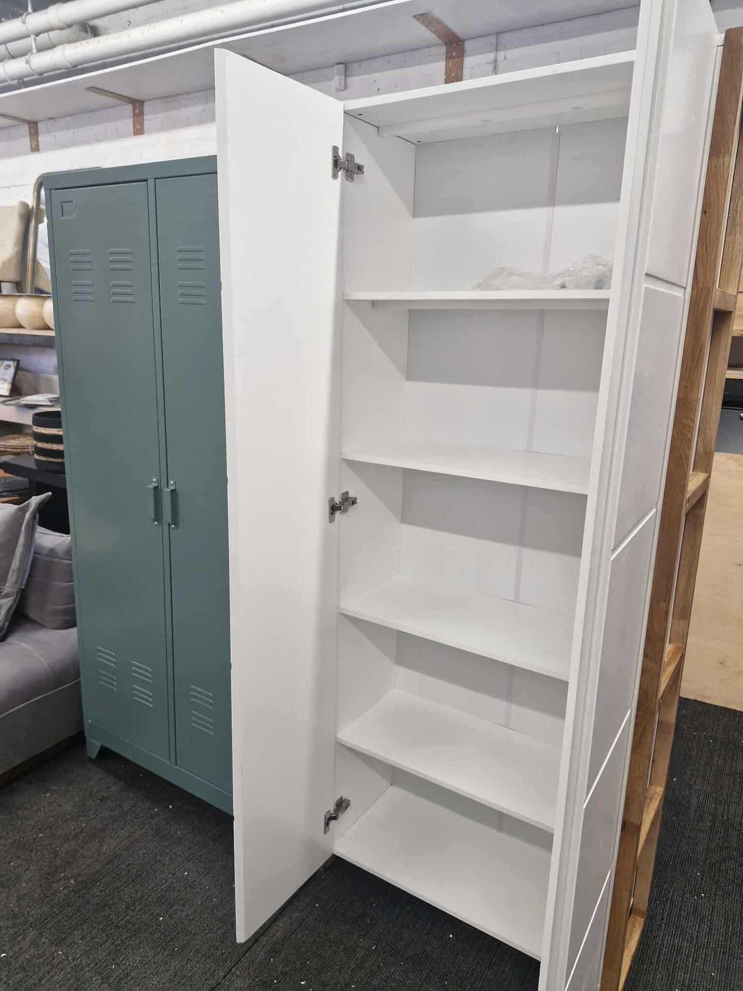 White and Oak double storage bookcase / wardrobe