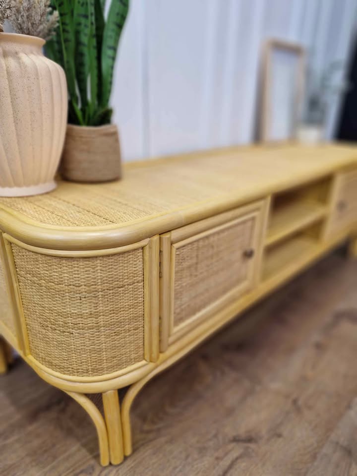 Rattan and cane low TV stand / La Redoute Interieurs Ladara Rattan Tv Unit