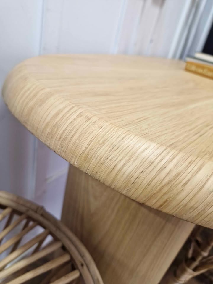 Organic shape oak large desk table