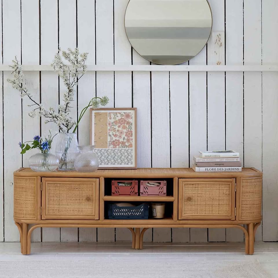 Rattan and cane low TV stand / La Redoute Interieurs Ladara Rattan Tv Unit
