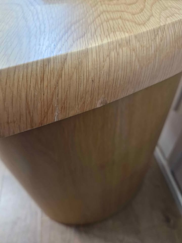 Organic shape oak large desk table
