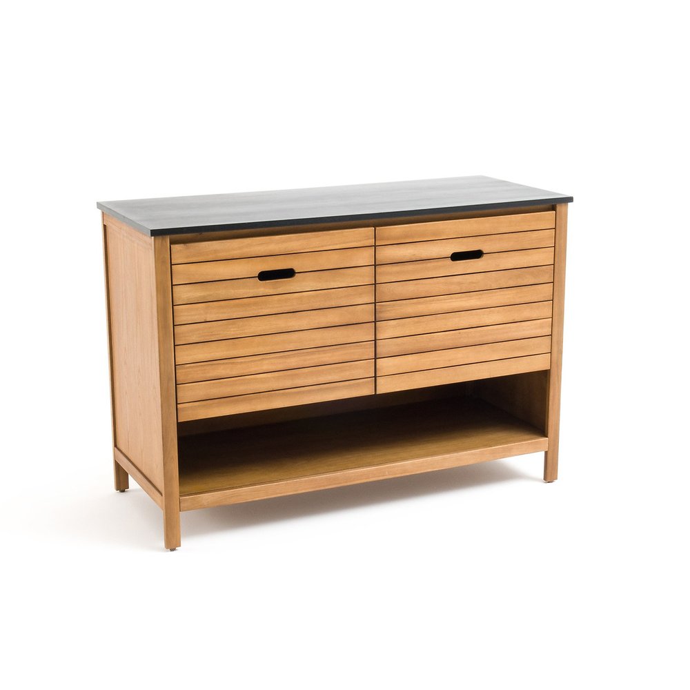 Acacia and Black Wood Bathroom Vanity Unit / La Redoute Saturne RRP £450