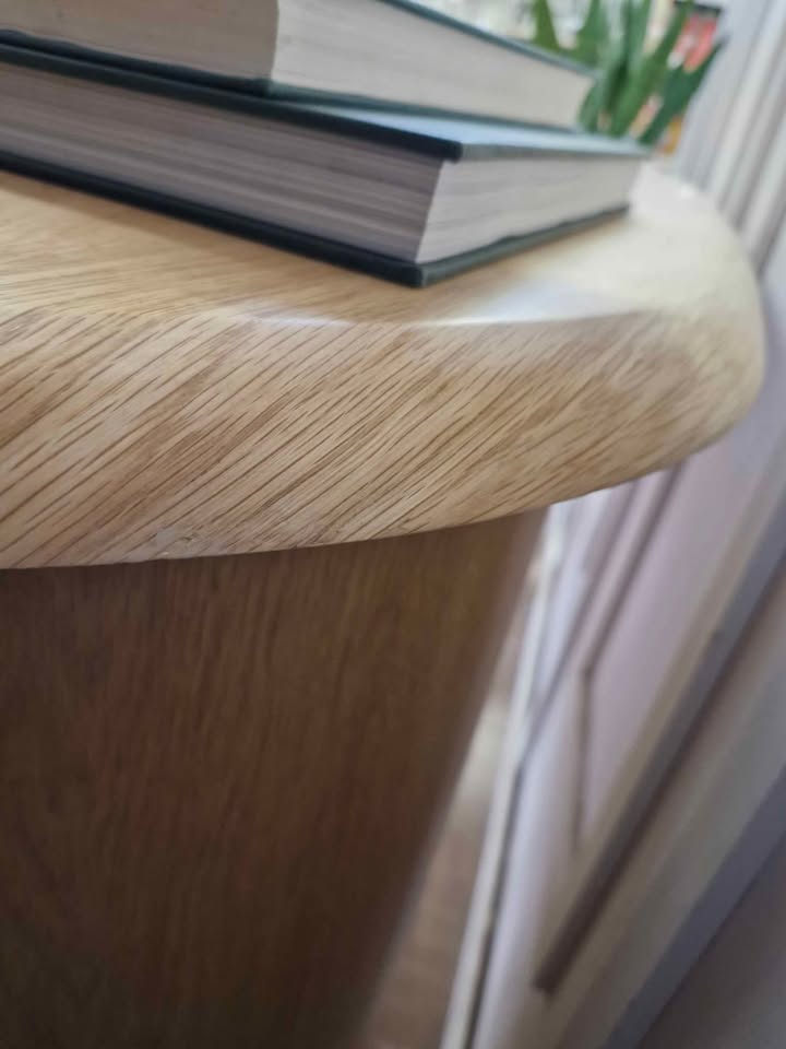 Organic shape oak large desk table