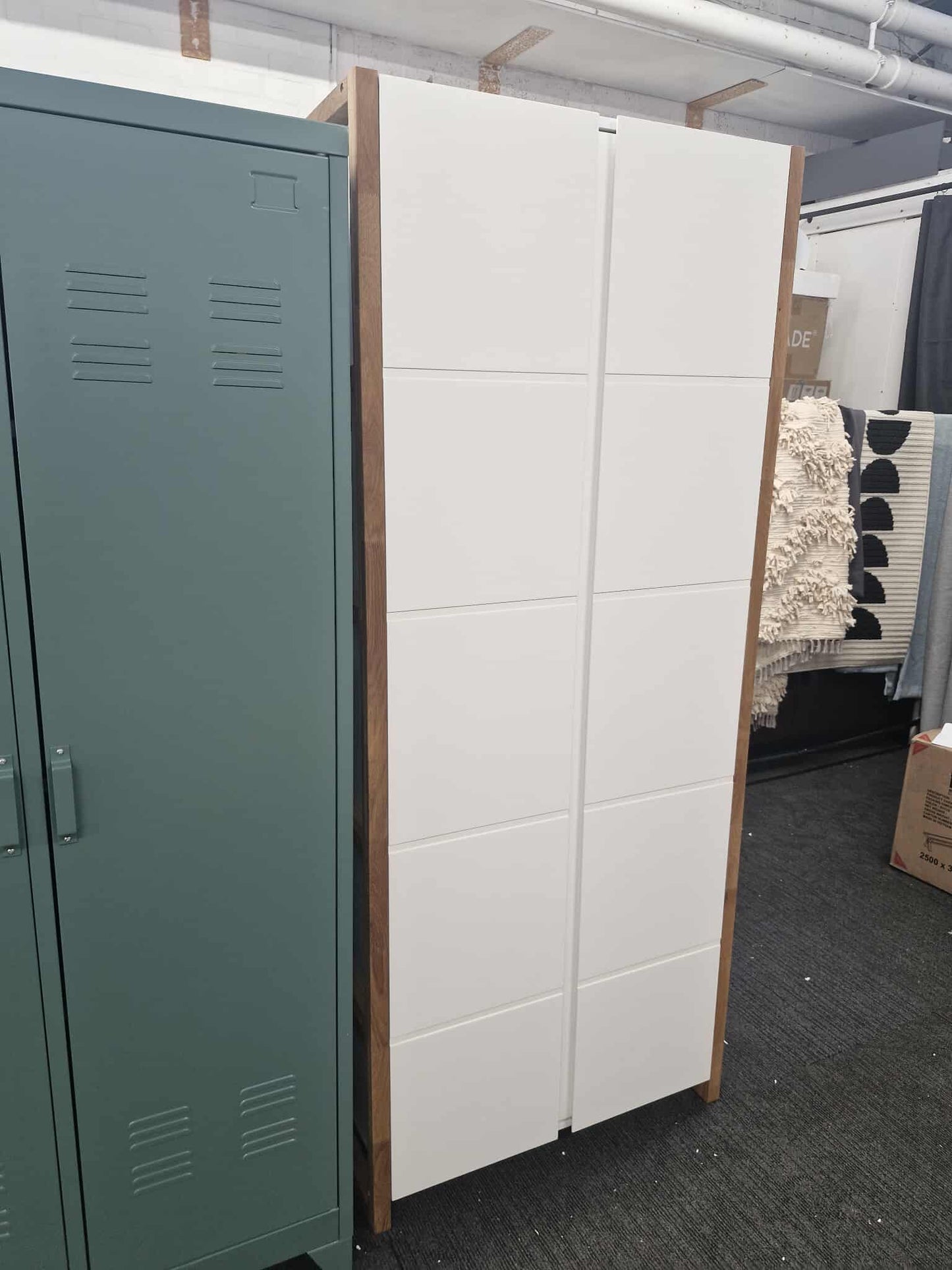 White and Oak double storage bookcase / wardrobe