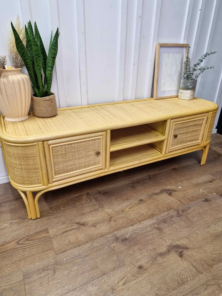 Rattan and cane low TV stand / La Redoute Interieurs Ladara Rattan Tv Unit