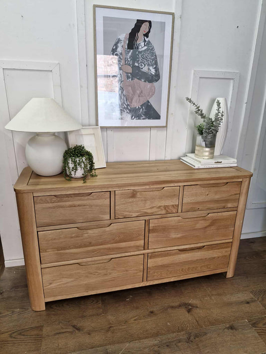 Large Solid Oak Chest of 7 Drawers / Oak Furnitureland Romsey