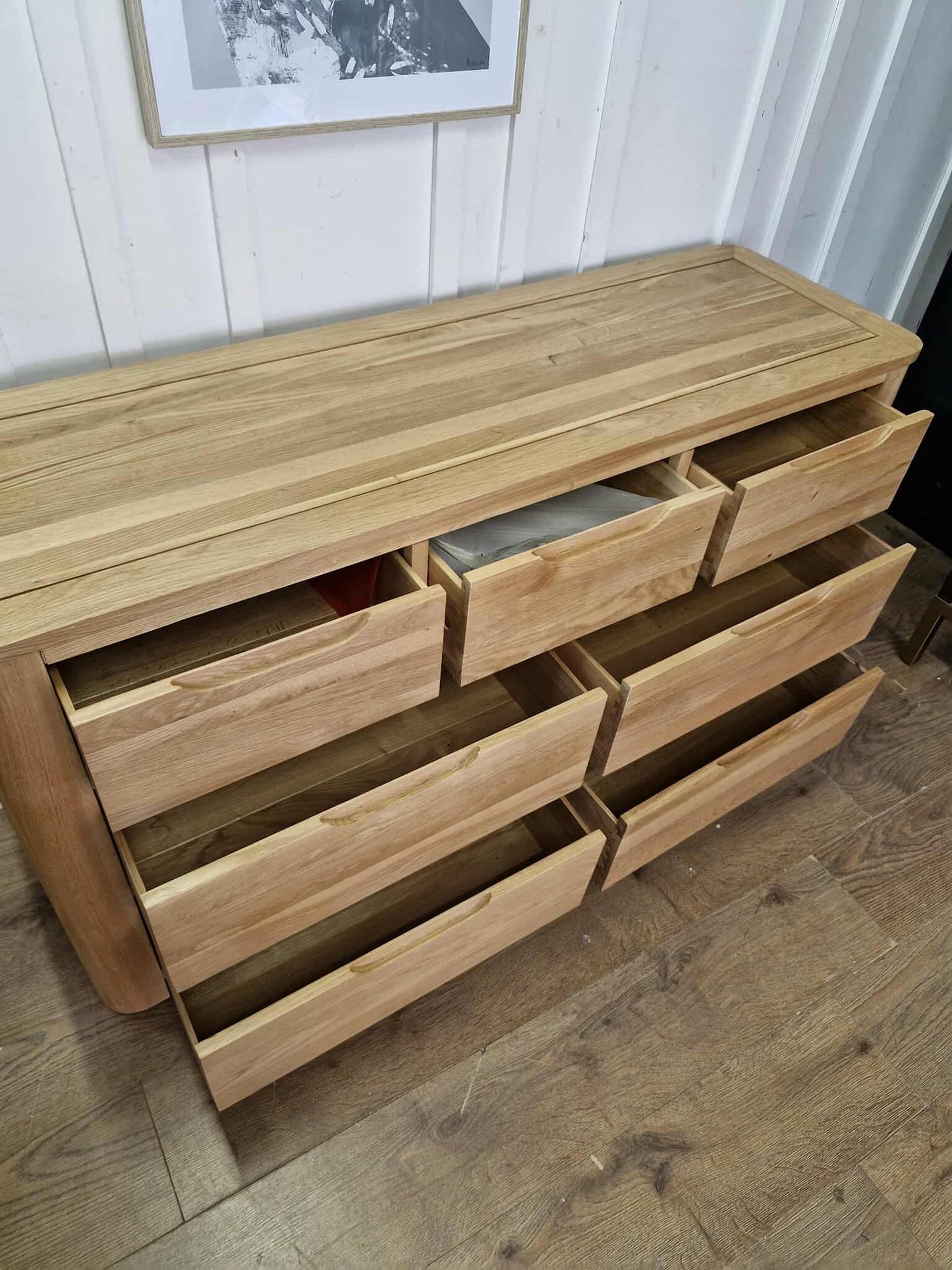 Large Solid Oak Chest of 7 Drawers / Oak Furnitureland Romsey