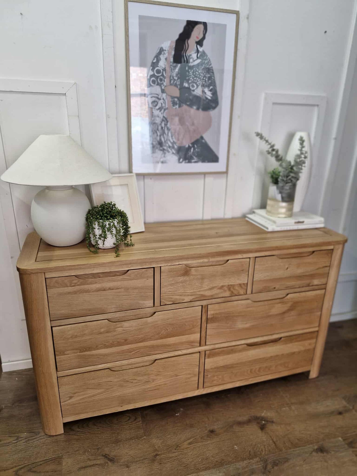 Large Solid Oak Chest of 7 Drawers / Oak Furnitureland Romsey