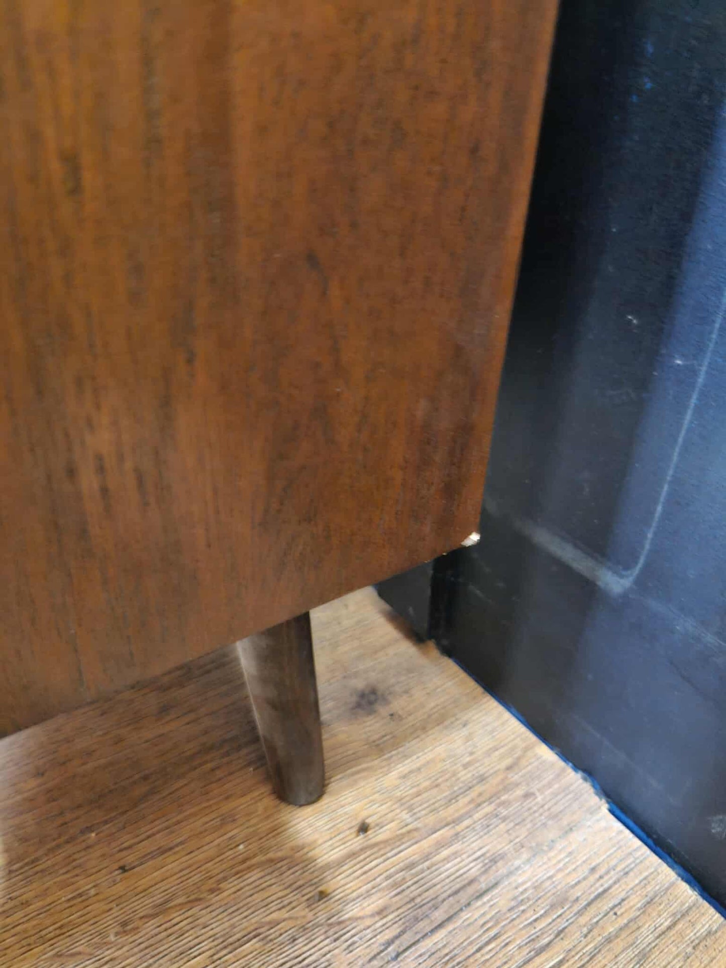 Dark Wood Walnut 2 Door Cupboard / Small Sideboard with fluted / ridged doors
