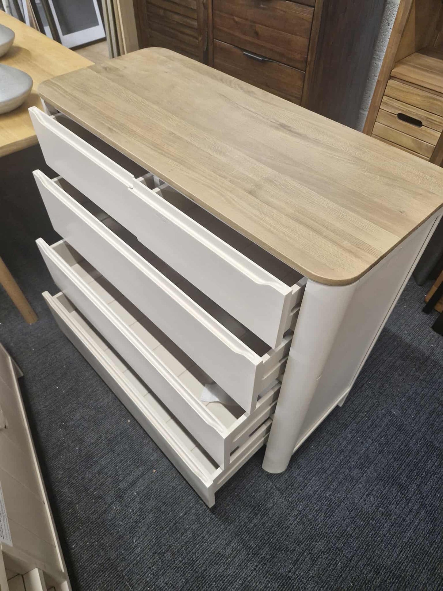 Chest of Drawers 2+3 / Smoked Oak and Natural Stone / Oak FurnitureLand Otto