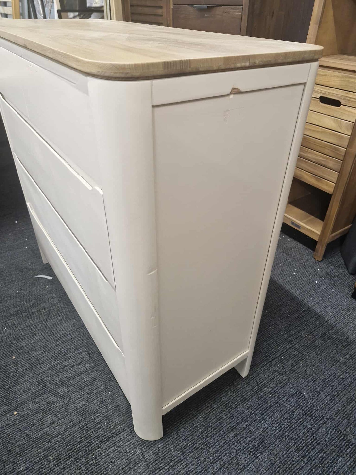 Chest of Drawers 2+3 / Smoked Oak and Natural Stone / Oak FurnitureLand Otto
