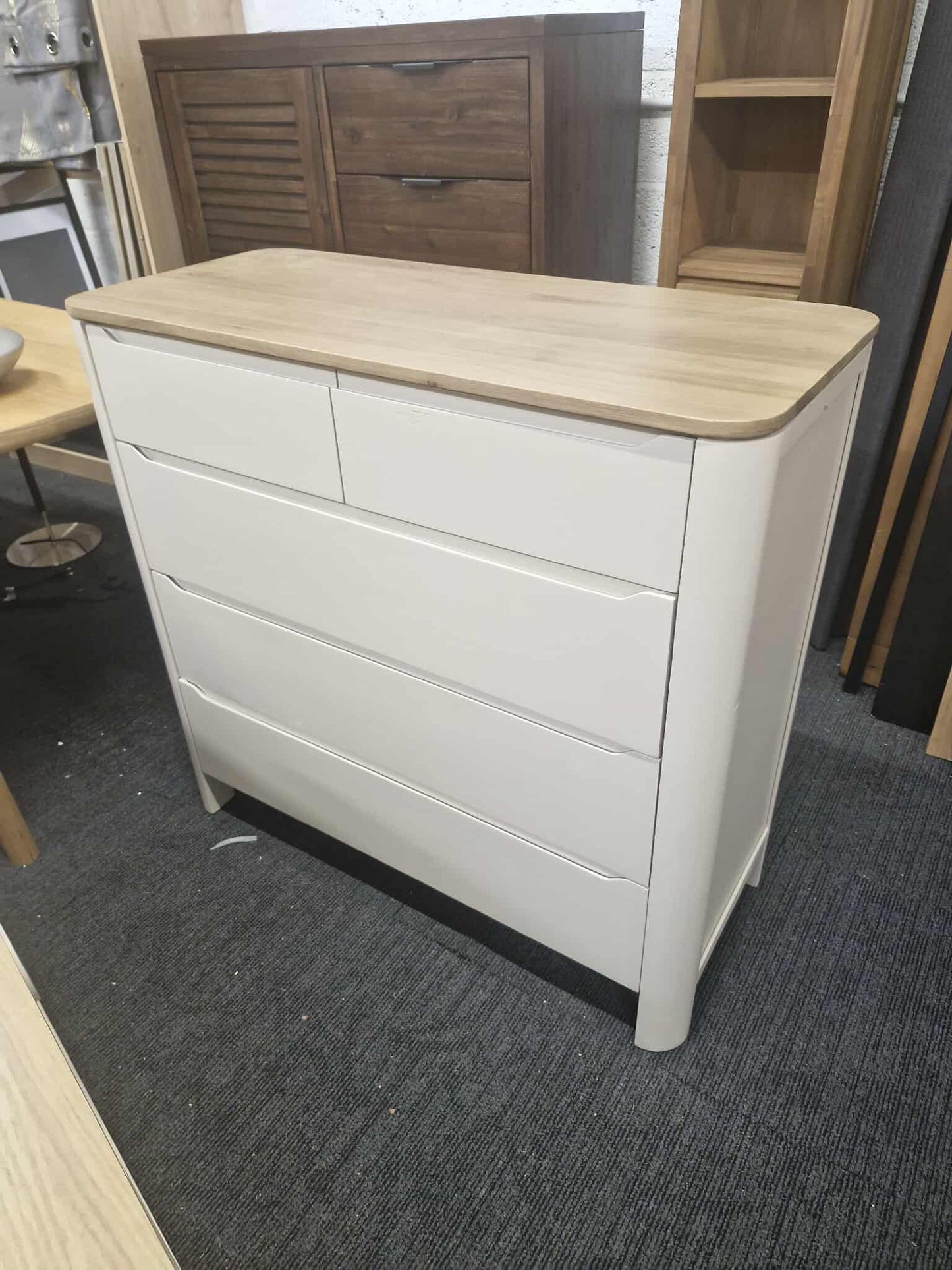 Chest of Drawers 2+3 / Smoked Oak and Natural Stone / Oak FurnitureLand Otto