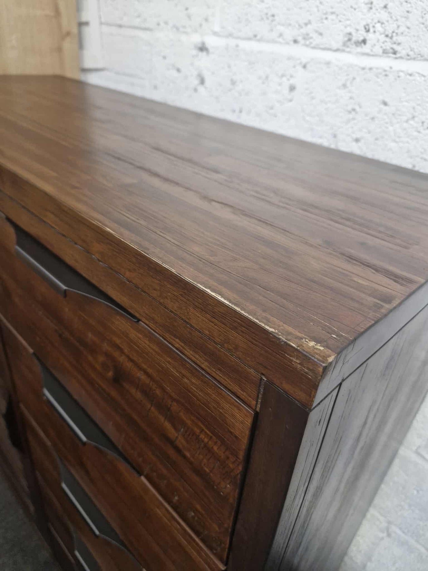Solid Dark Wood Wideboy Chest / Wide and Tall cabinet with doors and drawers / Oak Furnitureland Detroit (Copy)