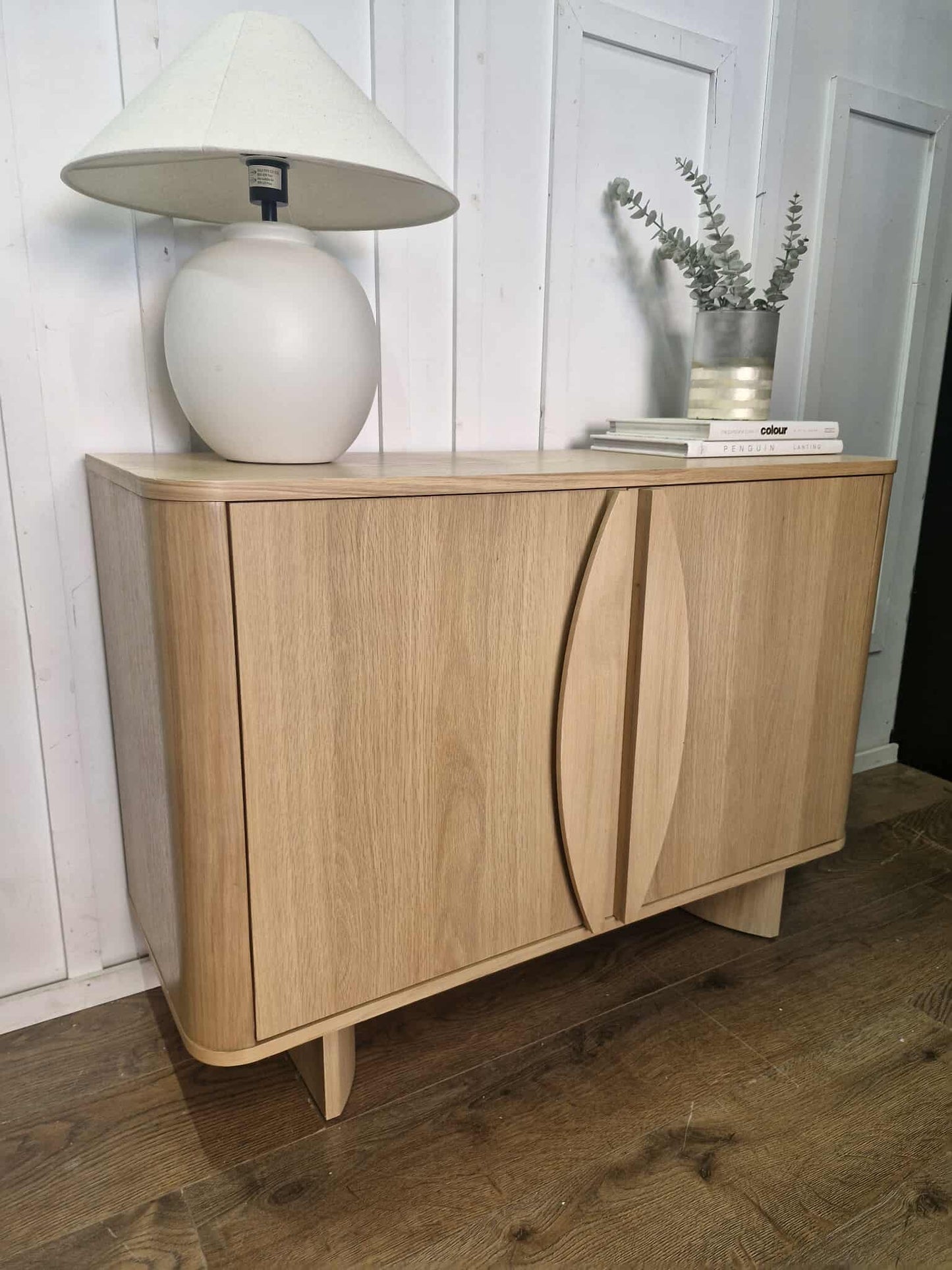 Oak Small Sideboard / Cabinet with Half Moon details