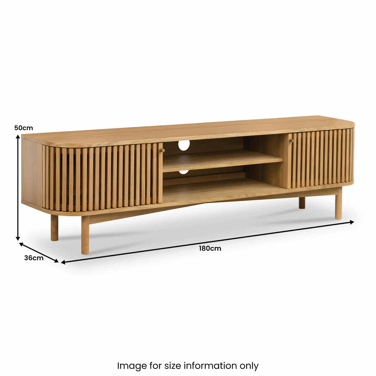 Oak 180cm Slatted TV Unit